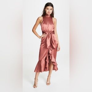 Cinq a Sept 100% Silk Midi Ruffle Dress
